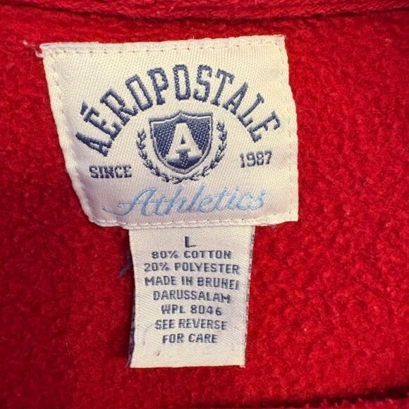 Aeroposatle Vintage Hoodie Sweatshirt Womens L Red Embroidered Logo AERO Phys Ed - Picture 5 of 6